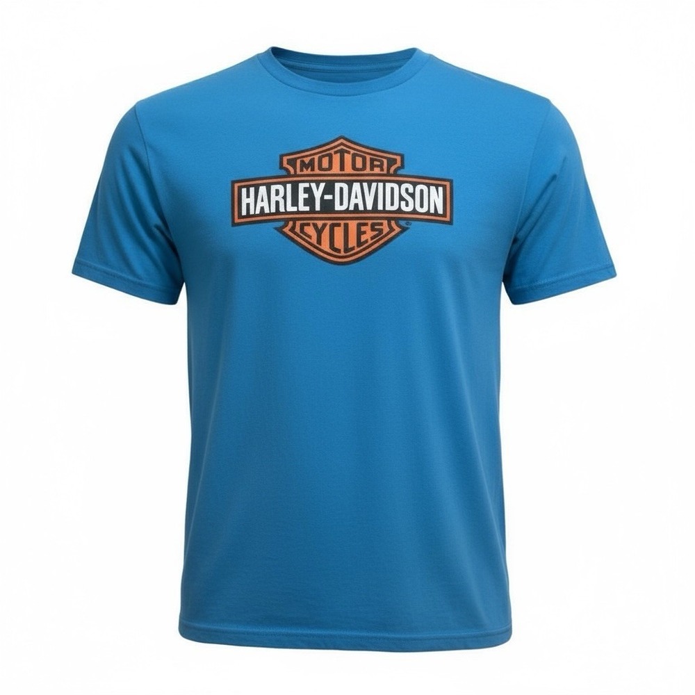 Harley Davidson T Shirt Men's Medium‎ Short Sleeve Blue/Teal Authentic